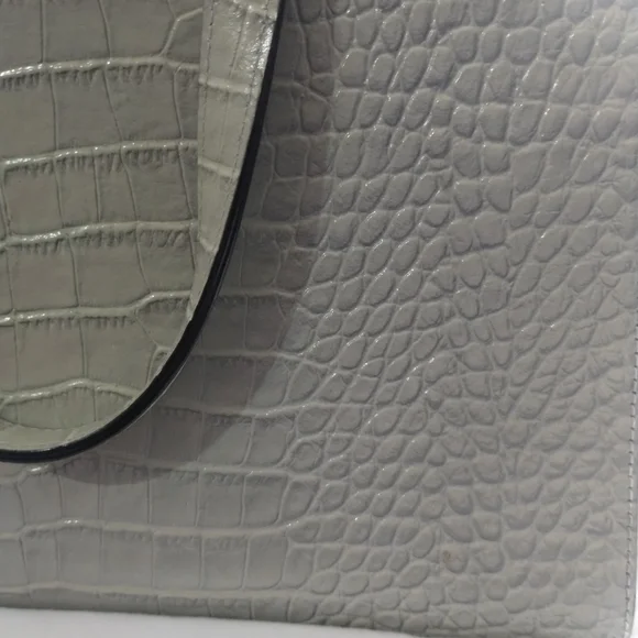 Kate Spade Gray Crocodile-Embossed Shoulder Bag - Picture 3 of 14